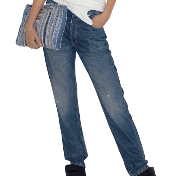 $298 EB DENIM Distressed Baggy Straight Leg Jeans - Picture 4 of 11